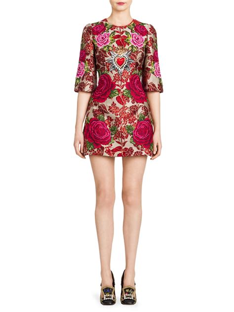 dolce gabbana floral jacquard dress|Short floral jacquard A.